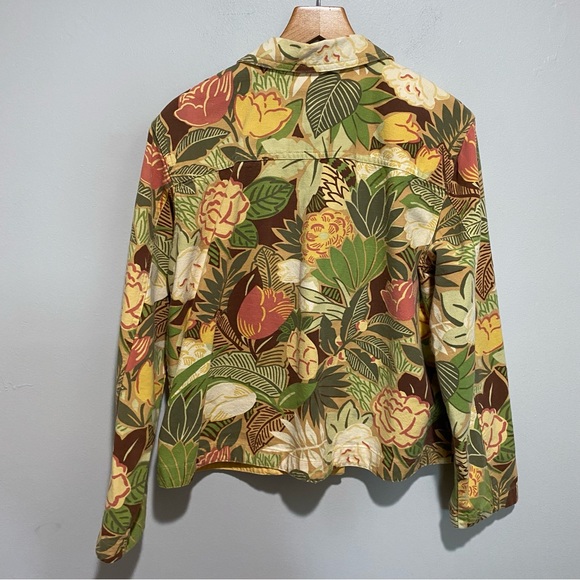 Coldwater Creek Tropical Button Down Jean Jacket Size L - Picture 8 of 13